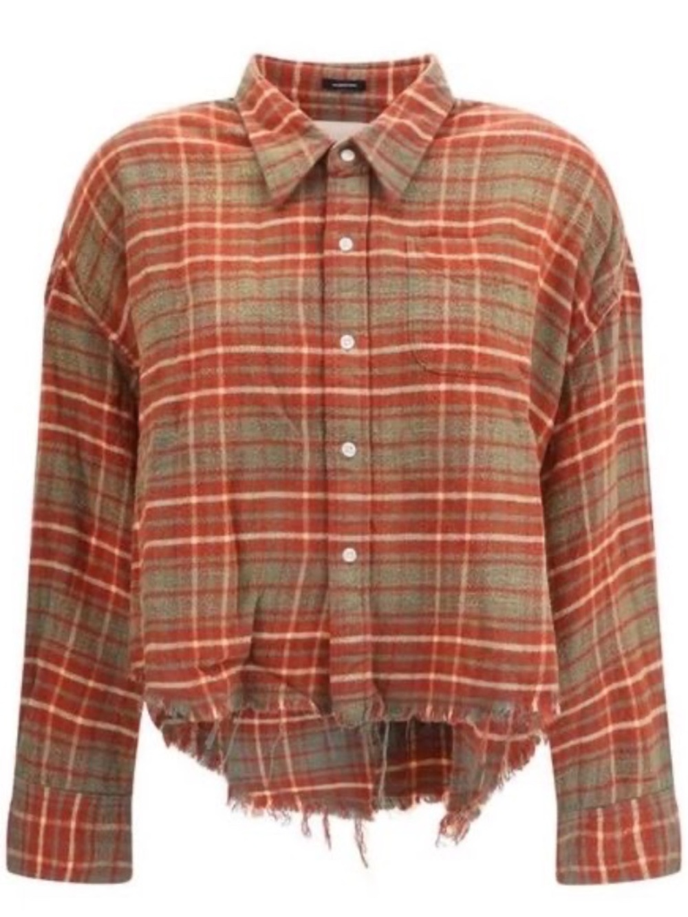 R13 NWOT Frayed checked cotton flannel shirt